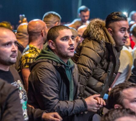Combat sports fans in the stances