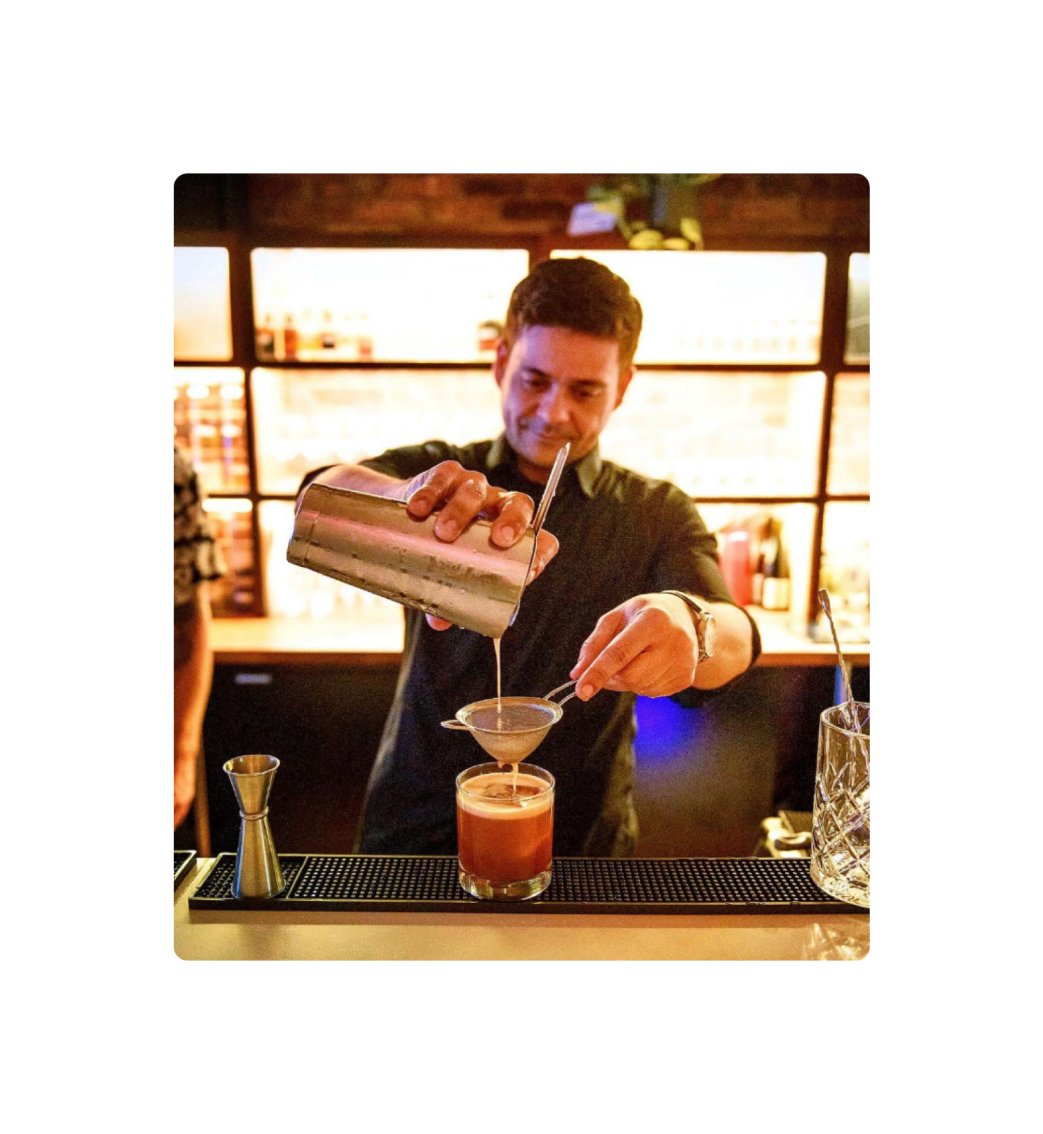 Front view pouring mocktail
