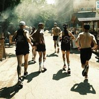 Group of people running together