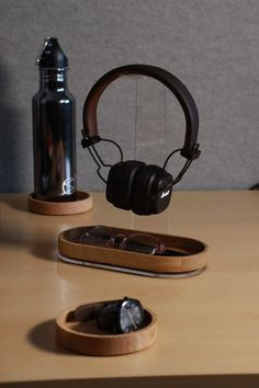 Headphones with water bottle