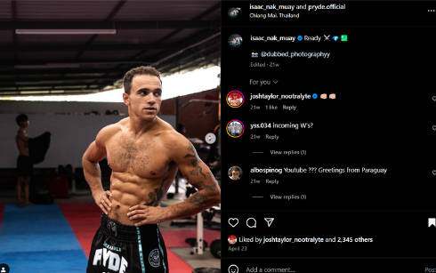 Instagram account of an English Muay Thai fighter