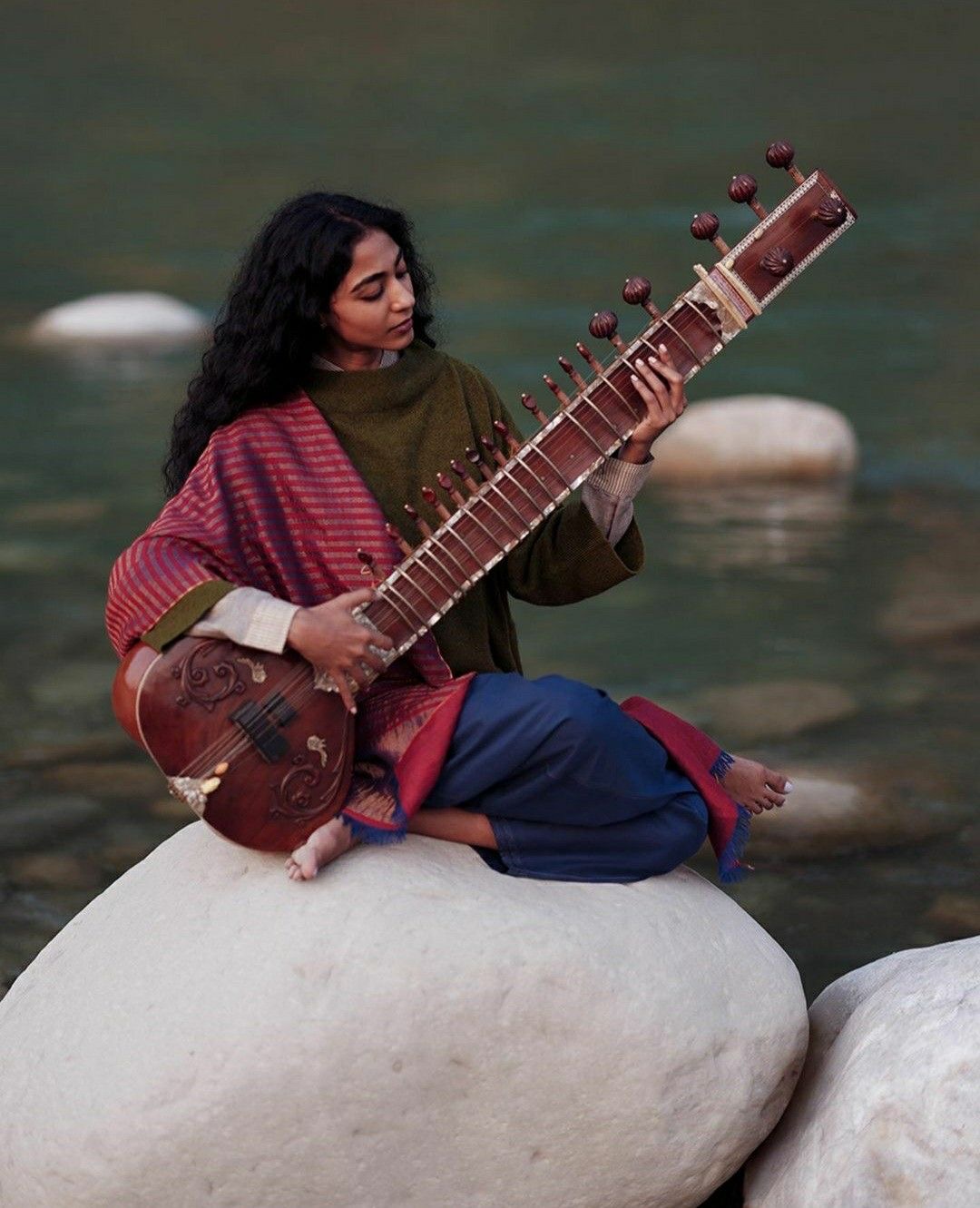 Modern Sitar In a river