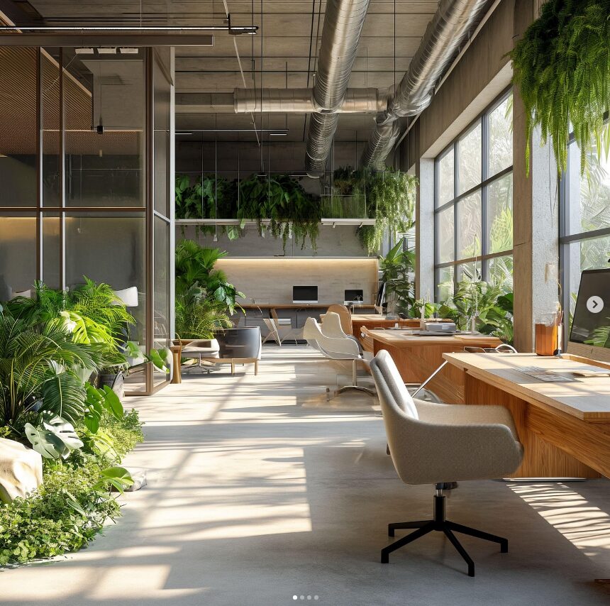 Office with plants
