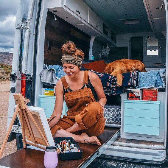 Painting in van