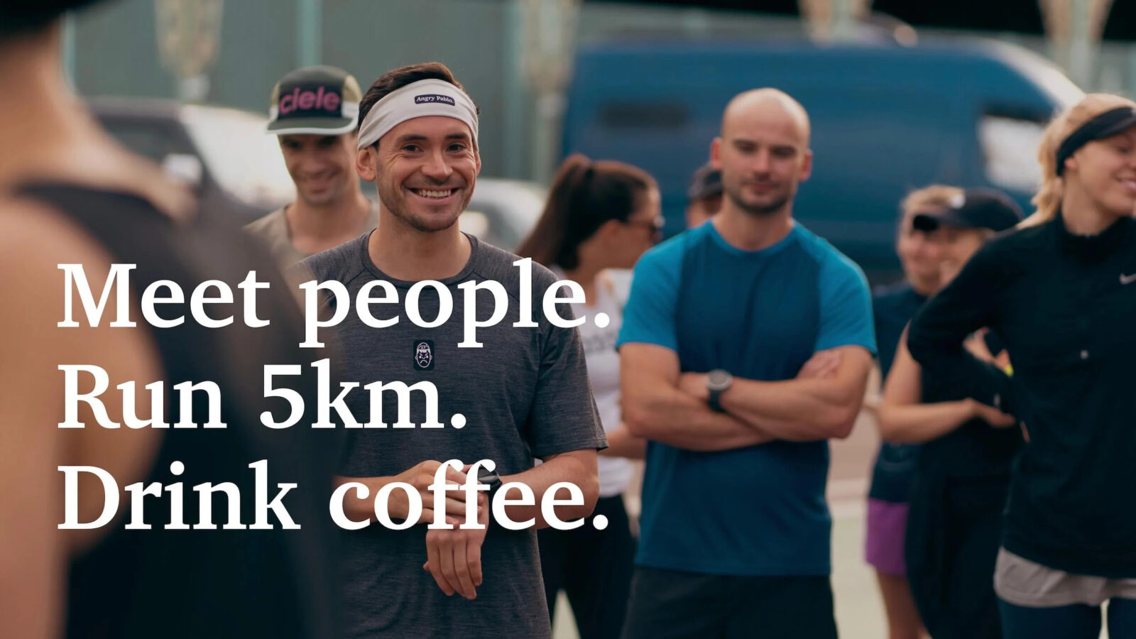 Run and drink coffee