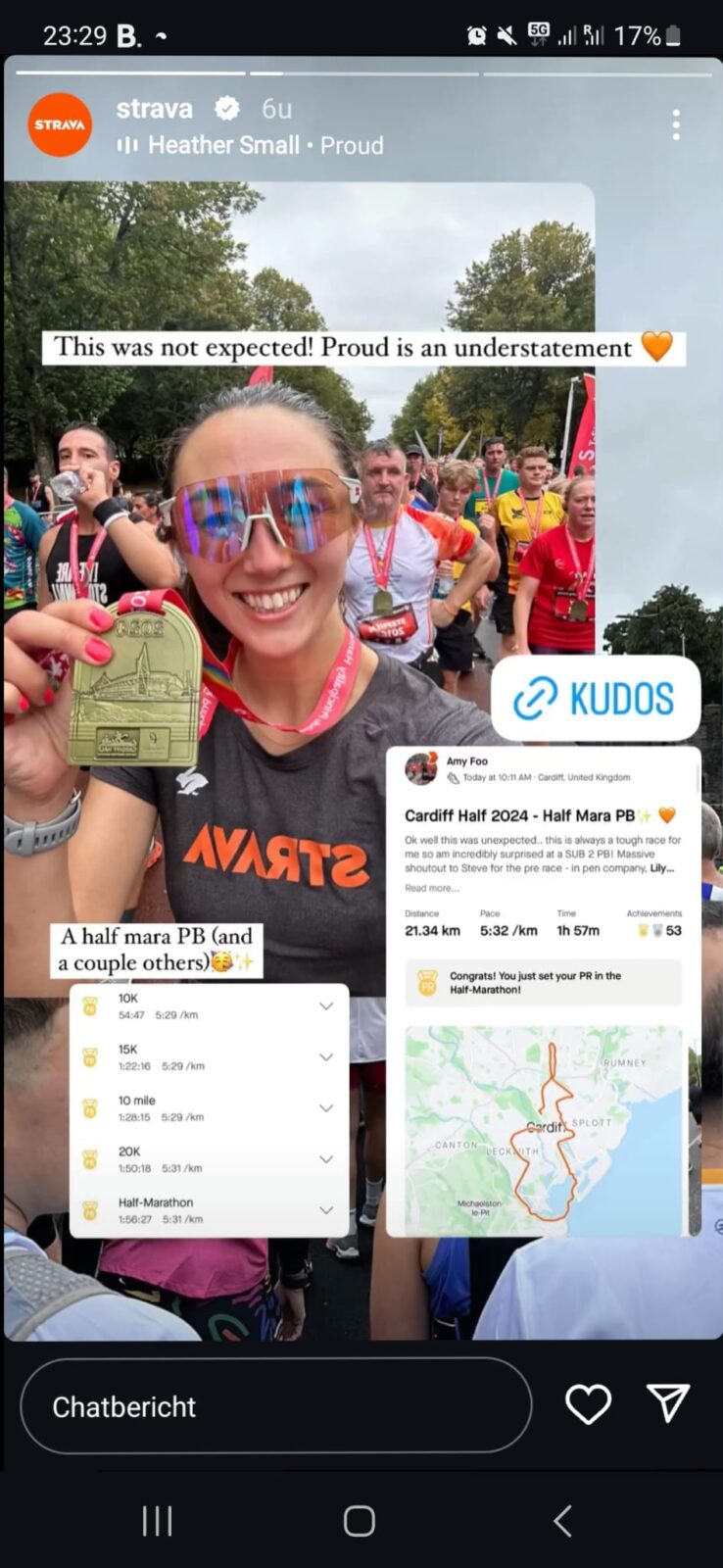 Social media data sharing-showing personal best