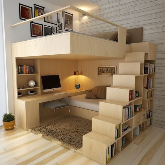 Tiny house_books_stair
