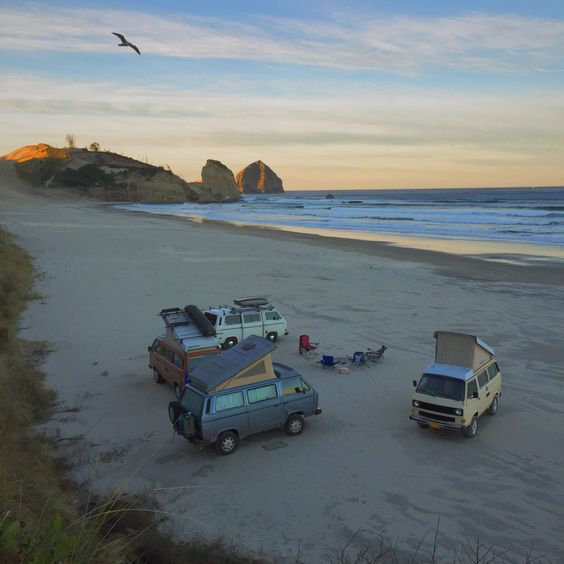 Van community on beach