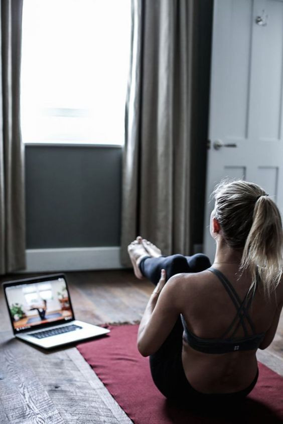 Woman doing exercises at home