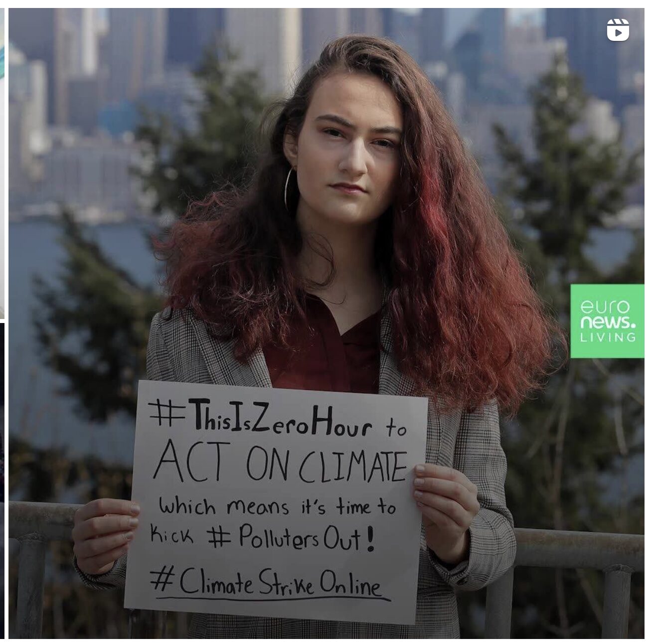 Woman with activism board