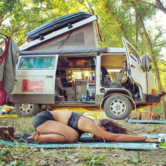 Yoga bend down open van