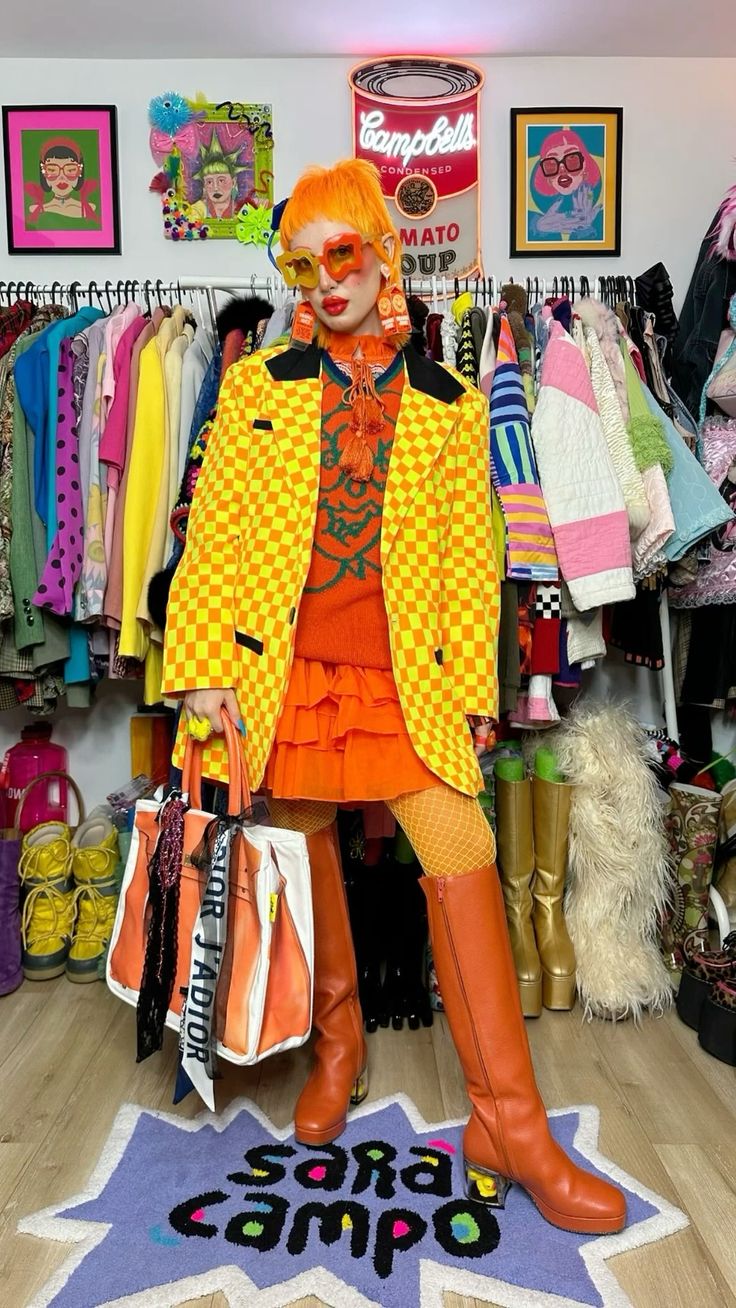 bright yellow orange outfit