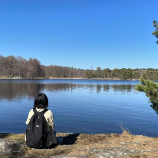 girl at lake