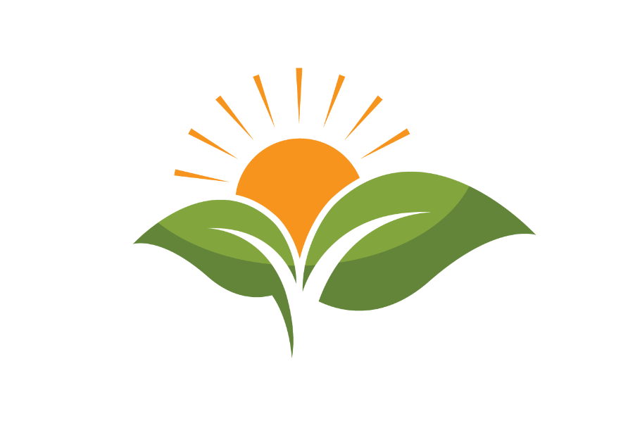 green leaf with sun logo