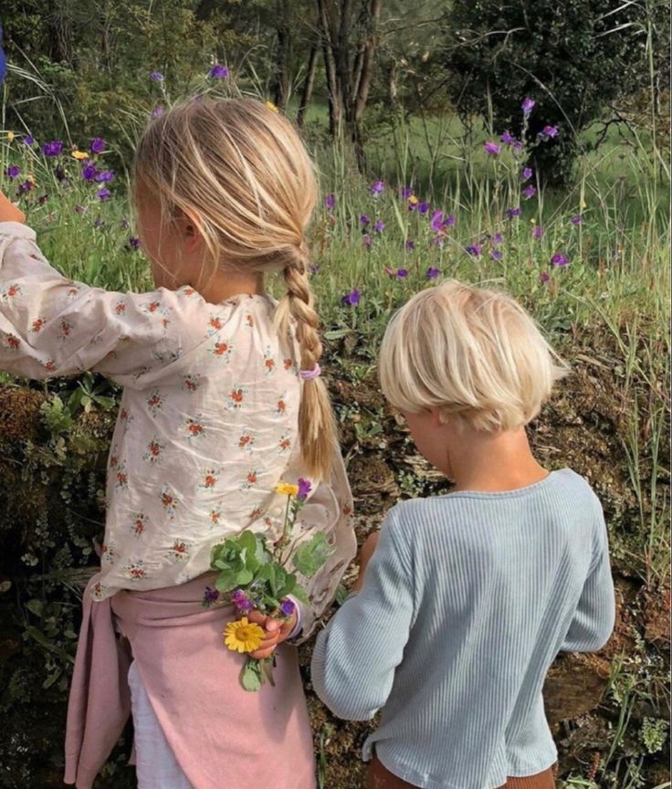 Kids flower picking