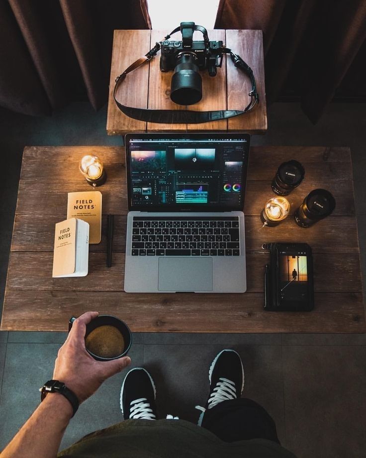laptop with candles