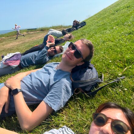 lying on grass