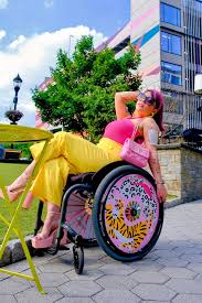 maximalist fashion in wheelchair