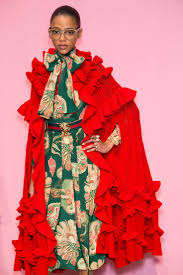 pink background red coat