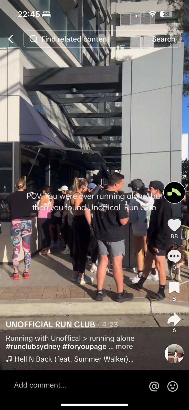socializing at unoffical run club