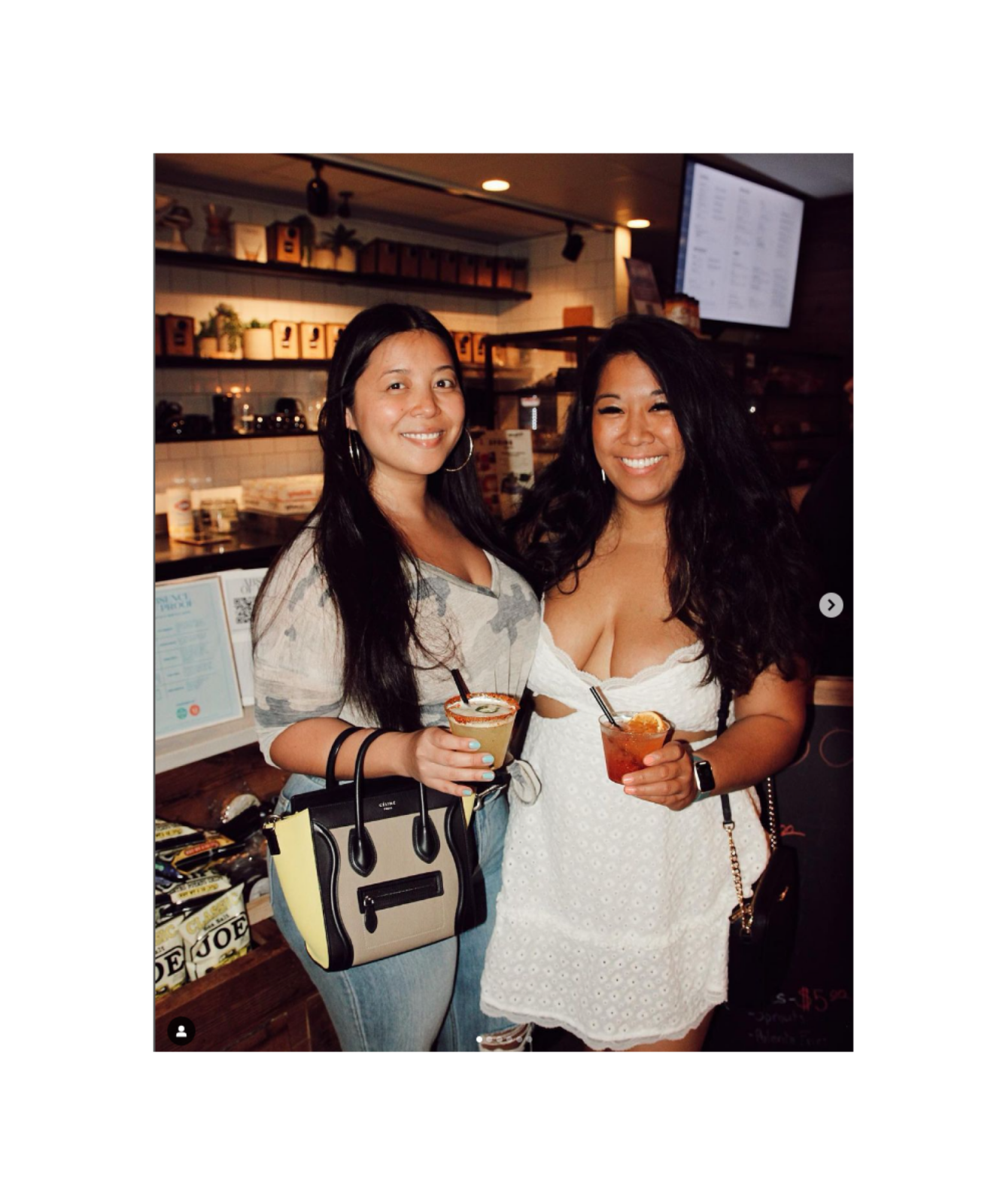 two girls with drinks