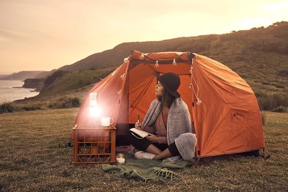 woman in tent
